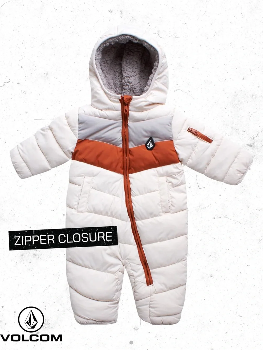 Volcom Boys Baby Snowsuit, Fleece-Lined Insulated Pram with Sherpa Hood